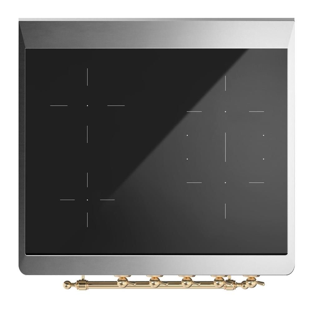 Ilve UMIB30NR3BGG Ilve Umib30Nr3Bgg Majestic Iii 30 Inch Induction Range With 4 Elements, 4 Cu. Ft. Oven Capacity (Triple Glass Door, Blue Grey, Brass)