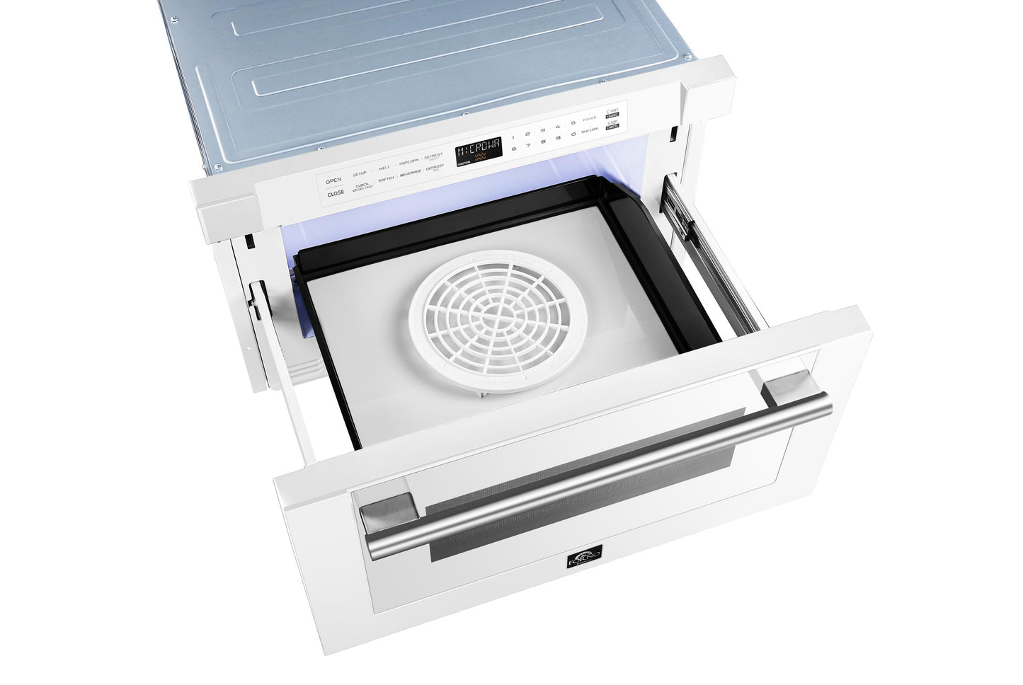 Forno FMWDR300024WHT Forno Capoliveri Espresso 24-Inch Microwave Drawer, White, 1.2 Cu.Ft, 1500 Watts, Built-In, Touch Control Lcd Display, Auto-Touch Open/Close, 11 Power Levels, Sensor Cooking