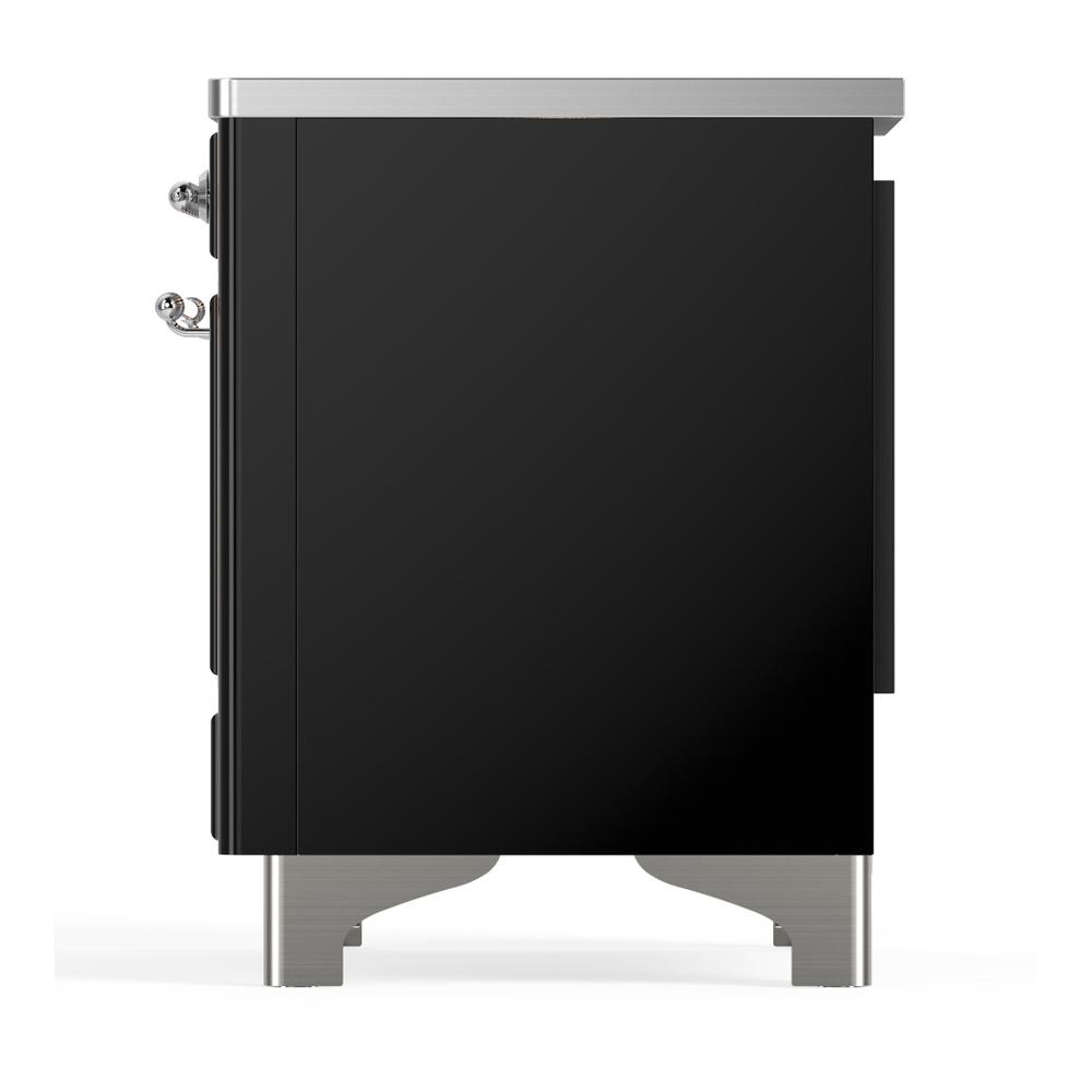 Ilve UMDIB40QNR3BKC Ilve Umdib40Qnr3Bkc Majestic Iii 40 Inch Induction Range With 6 Elements, 3.82 Cu. Ft. Total Oven Capacity (Solid Door, Glossy Black, Chrome)