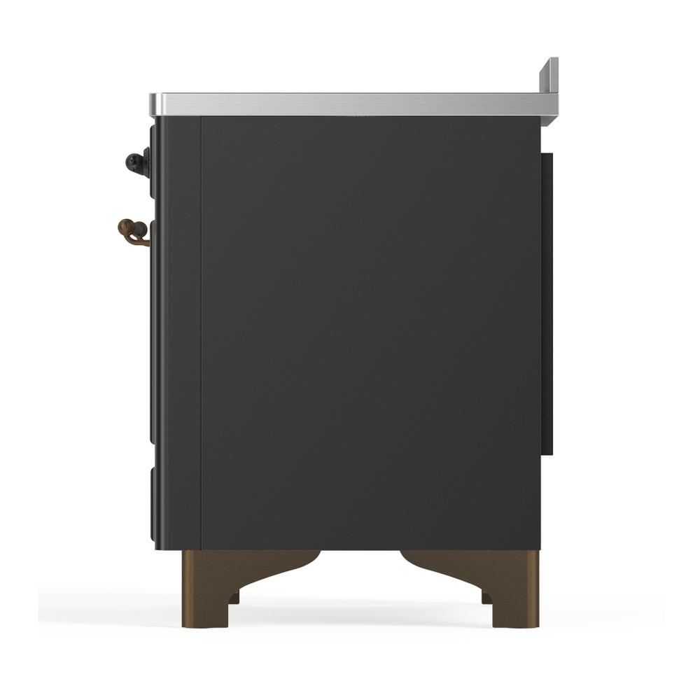 Ilve UMIB48QNR3MGB Ilve Umib48Qnr3Mgb Majestic Iii 48 Inch Induction Range With 6 Elements, 5.02 Cu. Ft. Total Oven Capacity (Solid Door, Graphite Matte, Burnished)