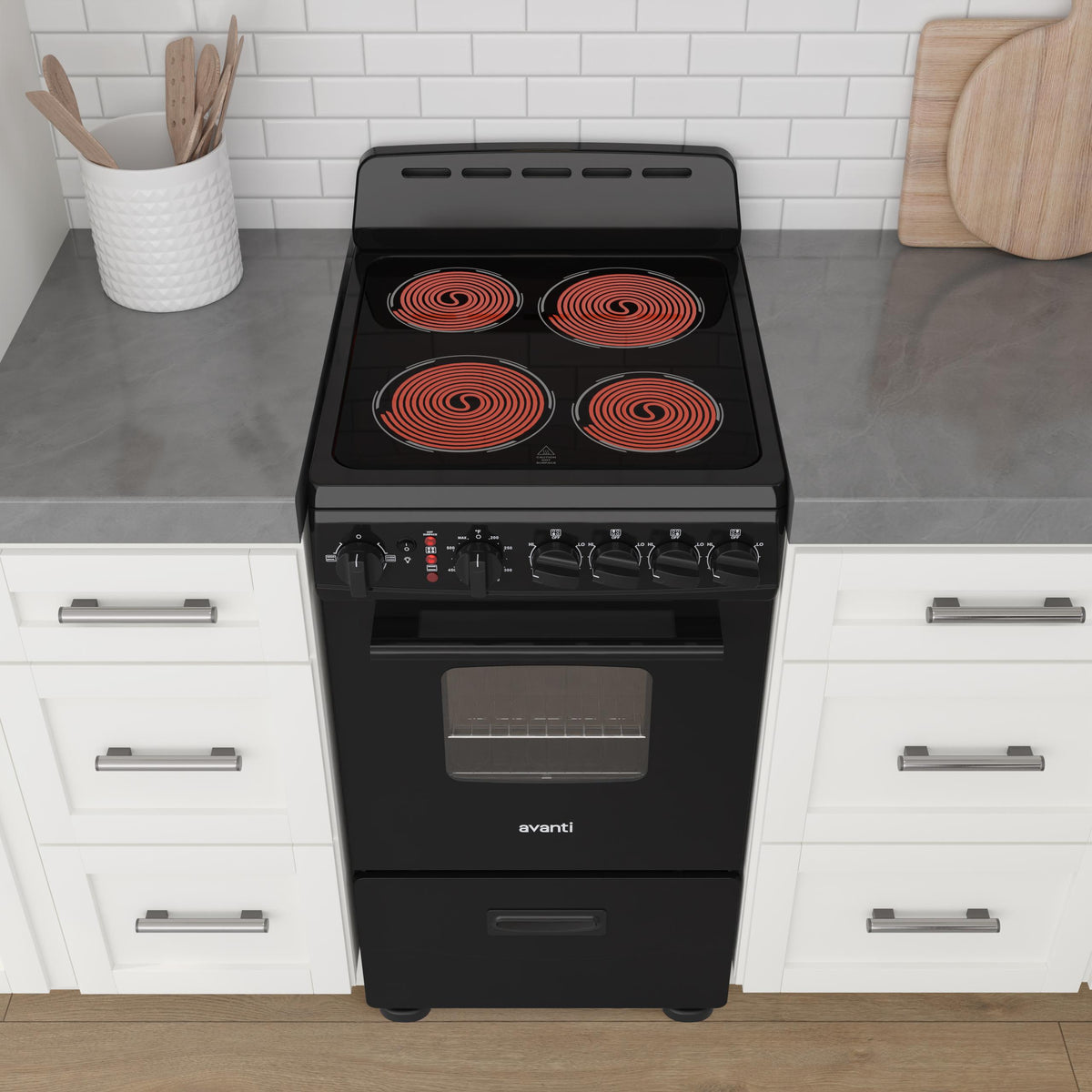 Avanti CERU200P1B Avanti 20-Inch Freestanding Electric Range With Ceramic Glass Cooktop, In Black (Ceru200P1B)