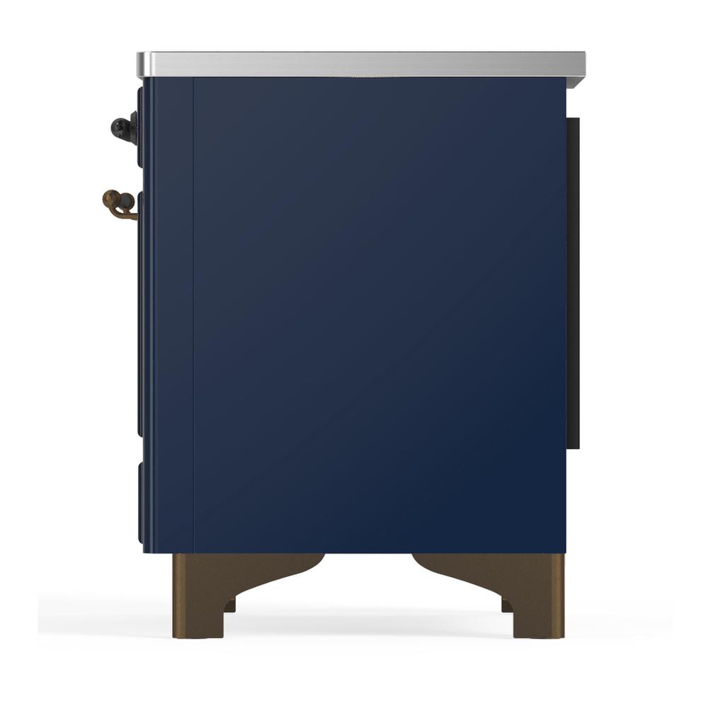 Ilve UMIB36NR3MBB Ilve Umib36Nr3Mbb Majestic Iii 36 Inch Induction Range With 6 Elements, 3.5 Cu. Ft. Total Oven Capacity (Triple Glass Door, Midnight Blue, Burnished)