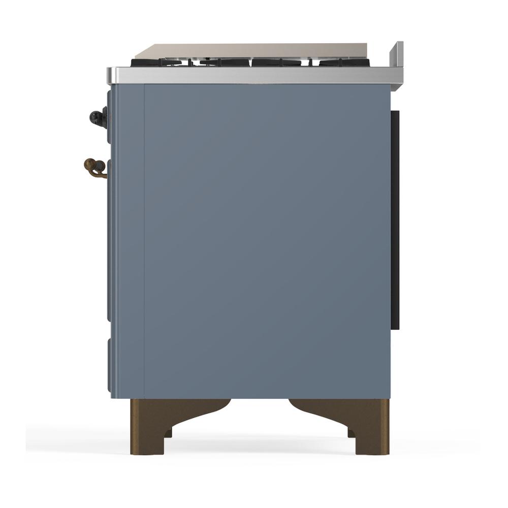 Ilve UM60FSNR3BGB Ilve Um60Fsnr3Bgb Majestic Iii 60 Inch Dual Fuel Range With 7 Burners, Griddle And French Top, Dual Function Burner With Up To 25,000 Btu (Natural Gas, Triple Glass Door, Blue Grey, Burnished)