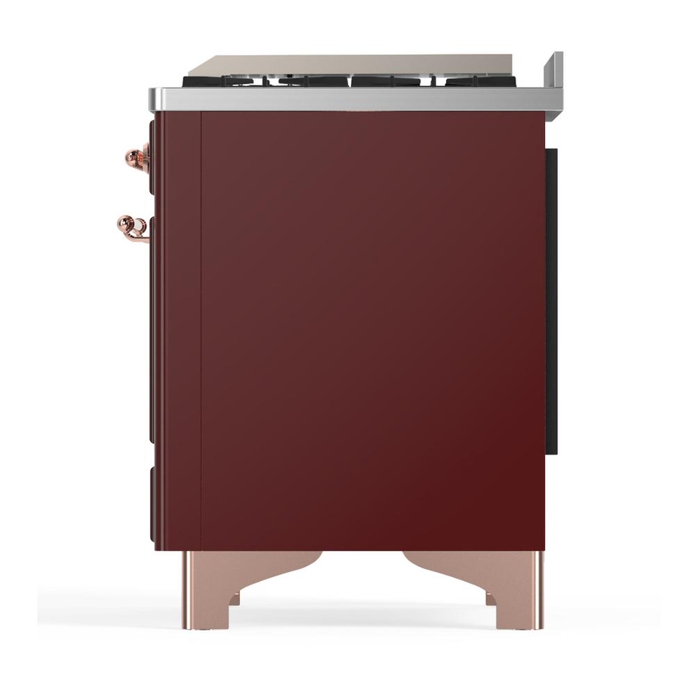 Ilve UMD40FQNR3BUPLP Ilve Umd40Fqnr3Buplp Majestic Iii 40 Inch Dual Fuel Range With 6 Burners And Griddle, Dual Function Burner Up To 25,000 Btu (Liquid Propane, Solid Door, Burgundy, Copper)
