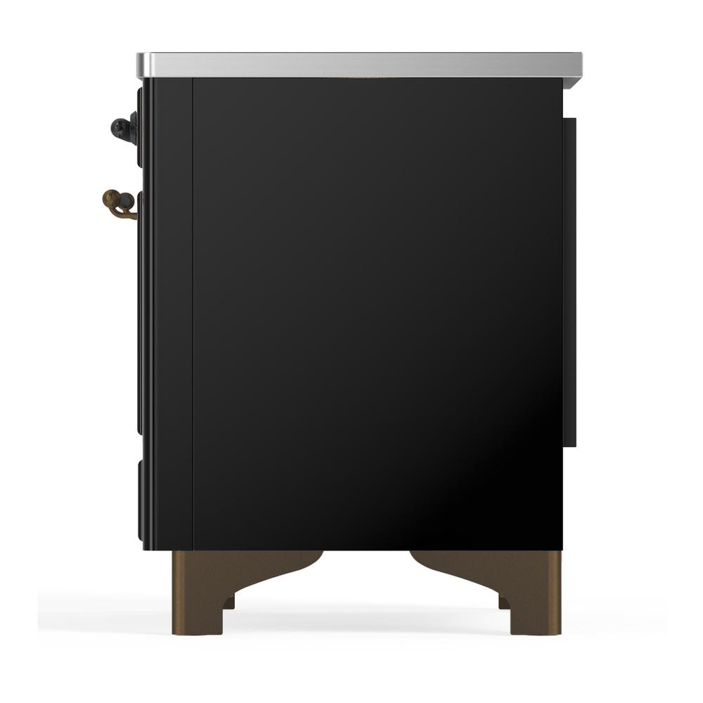 Ilve UMDIB40QNR3BKB Ilve Umdib40Qnr3Bkb Majestic Iii 40 Inch Induction Range With 6 Elements, 3.82 Cu. Ft. Total Oven Capacity (Solid Door, Glossy Black, Burnished)