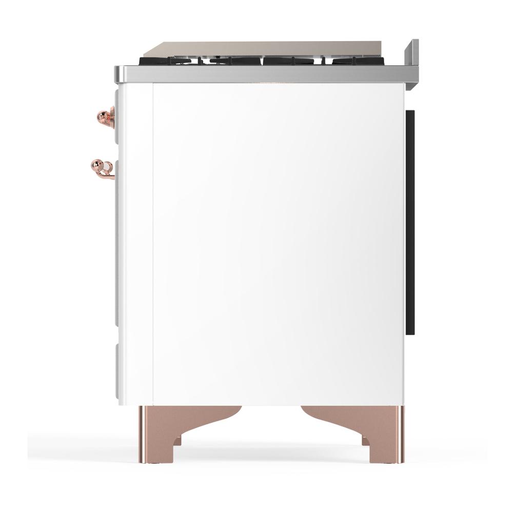 Ilve UMD40FQNR3WHPLP Ilve Umd40Fqnr3Whplp Majestic Iii 40 Inch Dual Fuel Range With 6 Burners And Griddle, Dual Function Burner Up To 25,000 Btu (Liquid Propane, Solid Door, White, Copper)