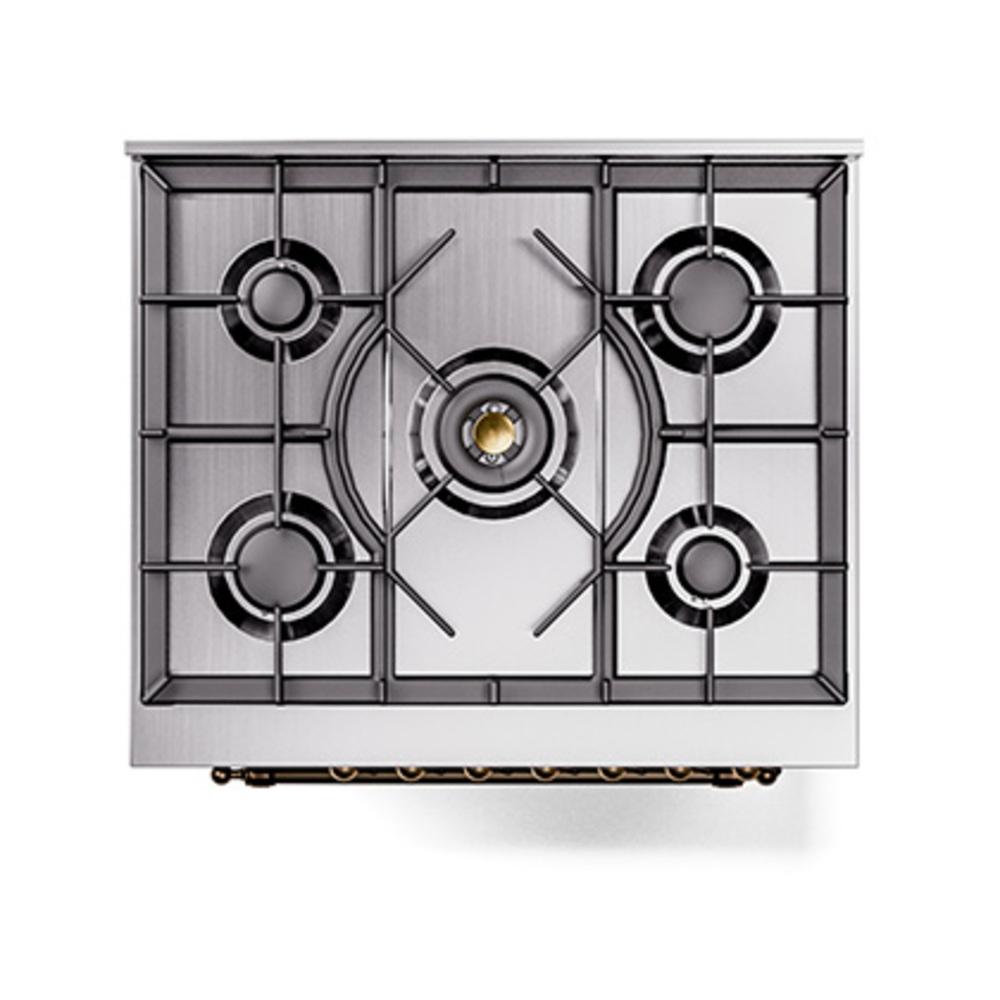 Ilve UN30QNMPSSBLP Ilve Un30Qnmpssblp Nostalgie Ii Noblesse 30" Dual Fuel Range (Liquid Propane, Solid Door, Stainless Steel, Burnished)