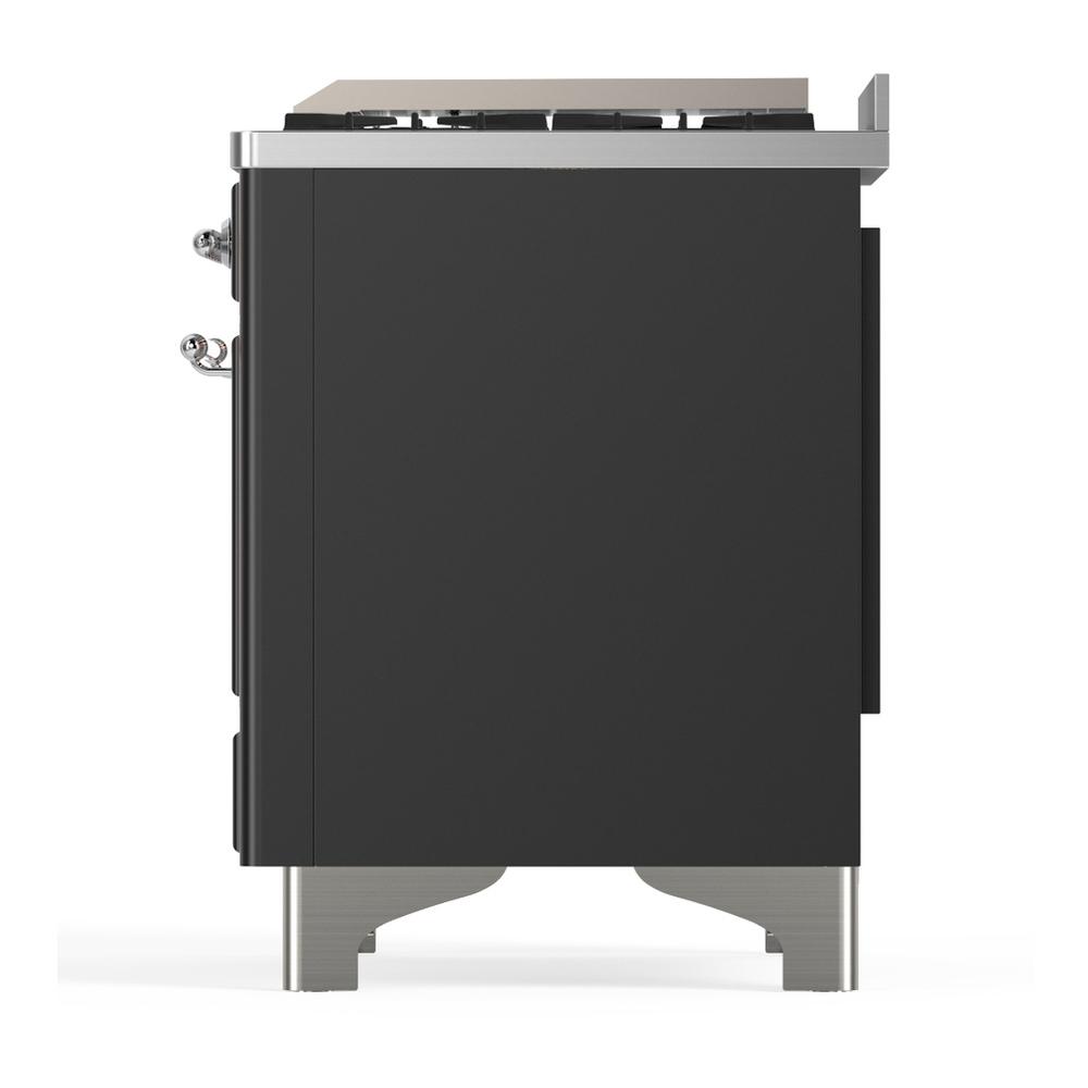 Ilve UM60FNR3MGCLP Ilve Um60Fnr3Mgclp Majestic Iii 60 Inch Dual Fuel Range With 9 Burners And Griddle, Dual Function Burner Up To 25,000 Btu (Liquid Propane, Triple Glass Door, Graphite Matte, Chrome)