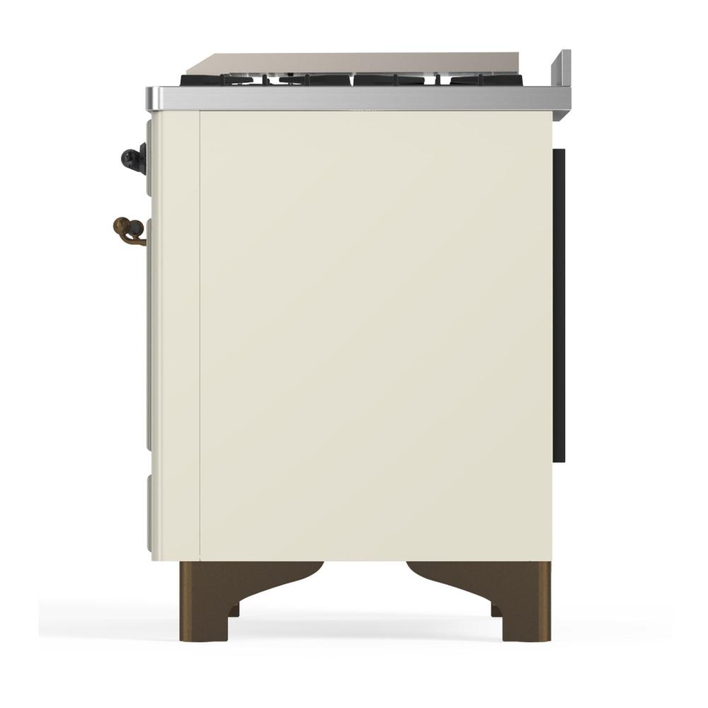 Ilve UM60FNR3AWBLP Ilve Um60Fnr3Awblp Majestic Iii 60 Inch Dual Fuel Range With 9 Burners And Griddle, Dual Function Burner Up To 25,000 Btu (Liquid Propane, Triple Glass Door, Antique White, Burnished)