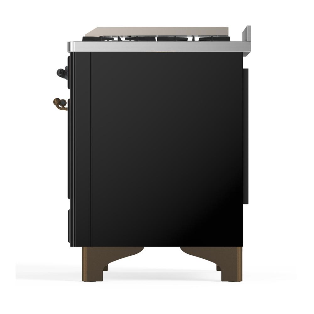Ilve UM60FSQNR3BKB Ilve Um60Fsqnr3Bkb Majestic Iii 60 Inch Dual Fuel Range With 7 Burners, Griddle And French Top, Dual Function Burner With Up To 25,000 Btu (Natural Gas, Solid Door, Glossy Black, Burnished)