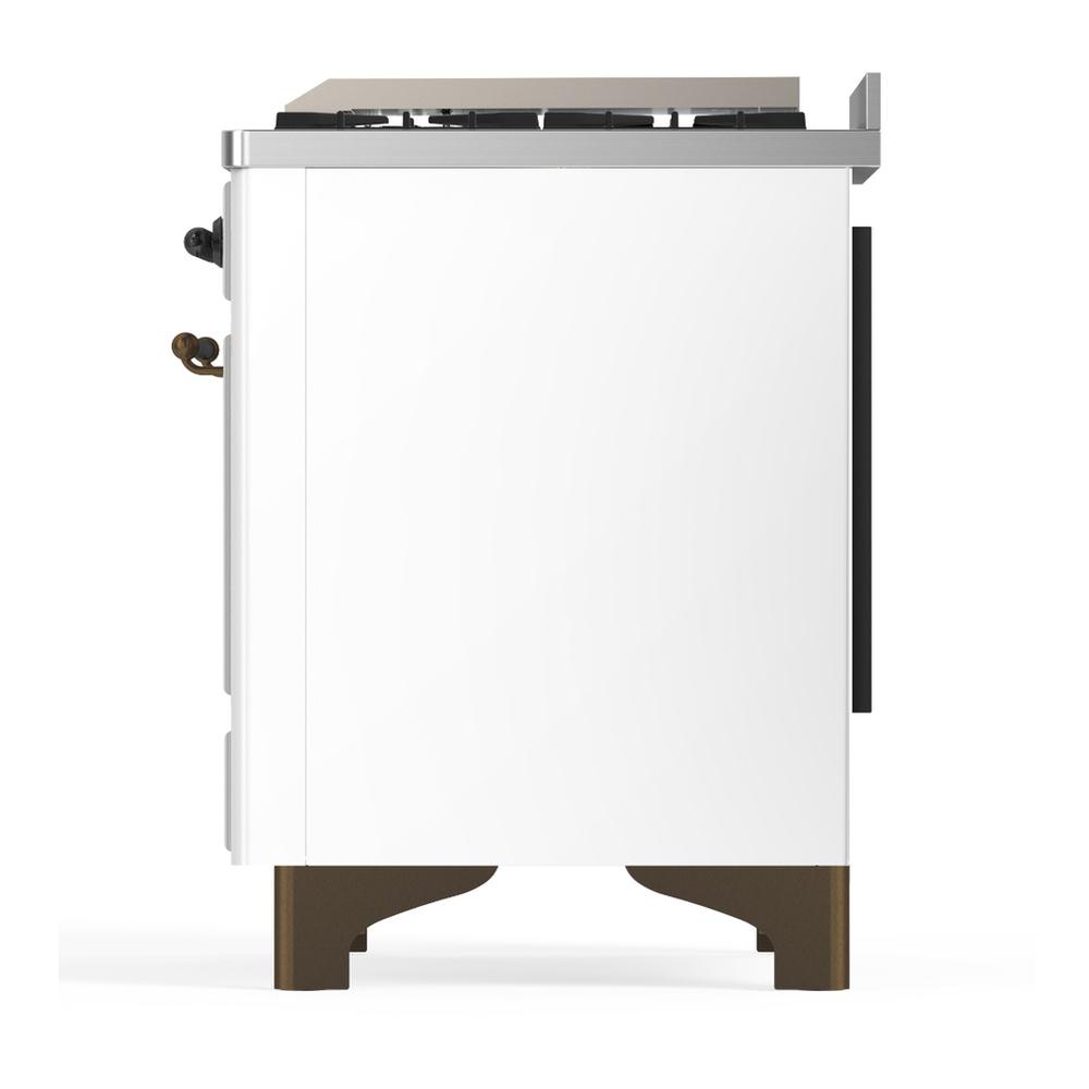 Ilve UM60FNR3WHB Ilve Um60Fnr3Whb Majestic Iii 60 Inch Dual Fuel Range With 9 Burners And Griddle, Dual Function Burner Up To 25,000 Btu (Natural Gas, Triple Glass Door, White, Burnished)