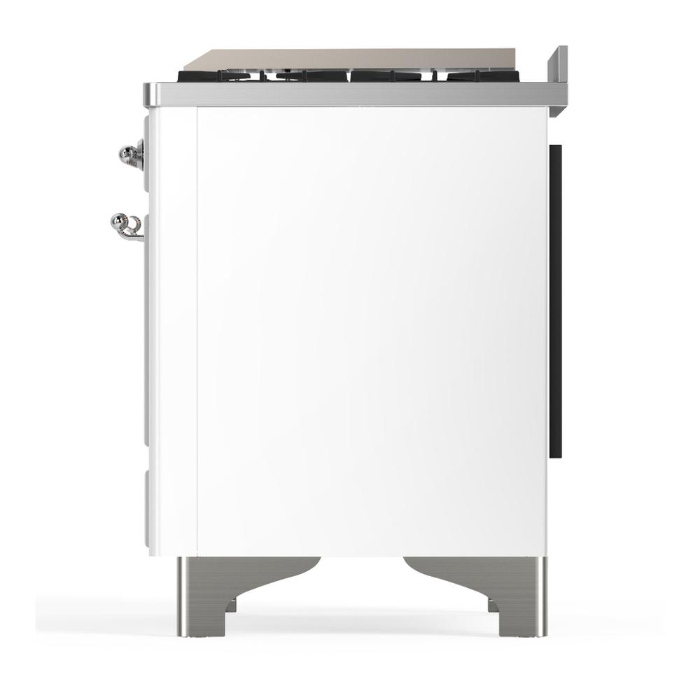Ilve UM60FNR3WHCLP Ilve Um60Fnr3Whclp Majestic Iii 60 Inch Dual Fuel Range With 9 Burners And Griddle, Dual Function Burner Up To 25,000 Btu (Liquid Propane, Triple Glass Door, White, Chrome)