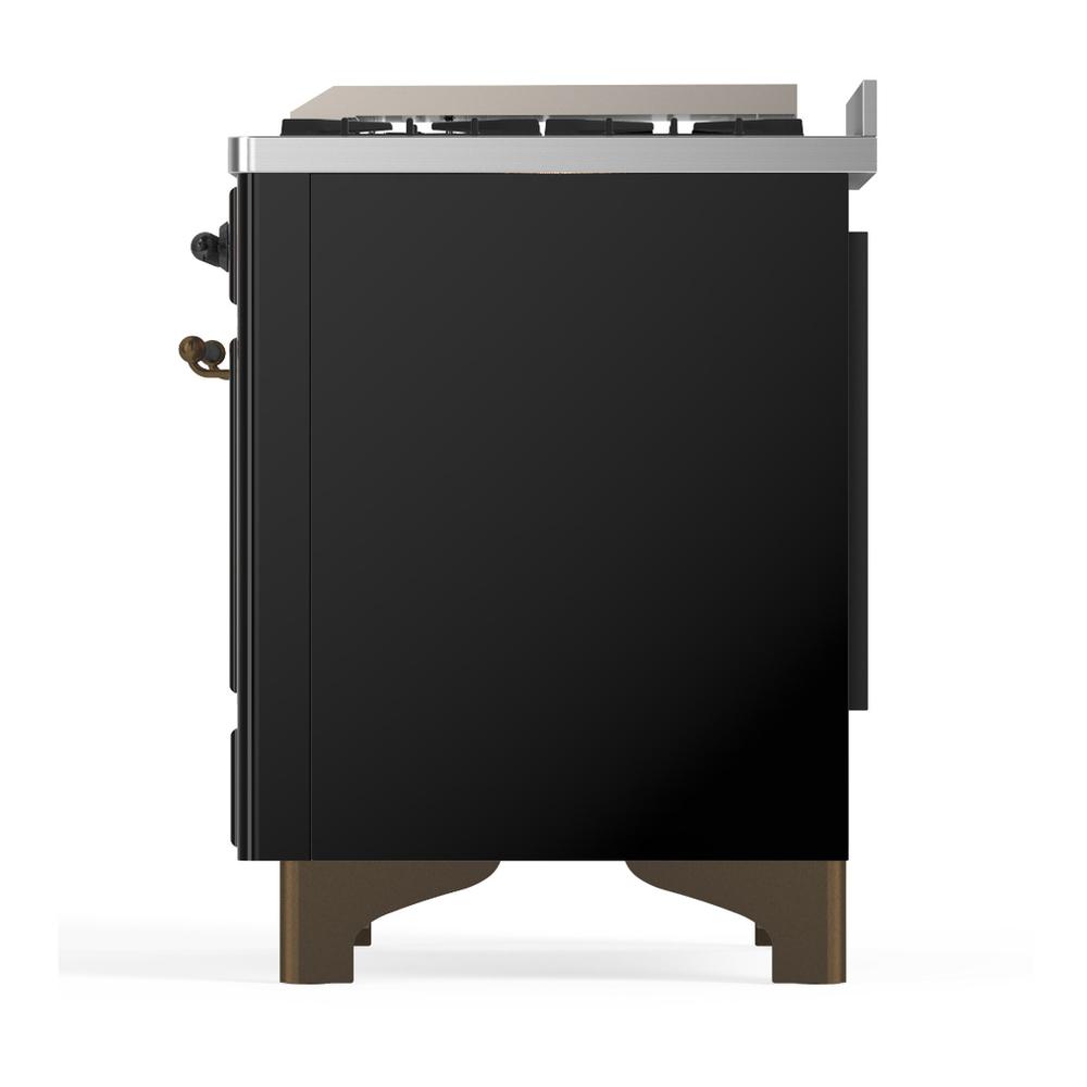 Ilve UMD40FQNR3BKBLP Ilve Umd40Fqnr3Bkblp Majestic Iii 40 Inch Dual Fuel Range With 6 Burners And Griddle, Dual Function Burner Up To 25,000 Btu (Liquid Propane, Solid Door, Glossy Black, Burnished)