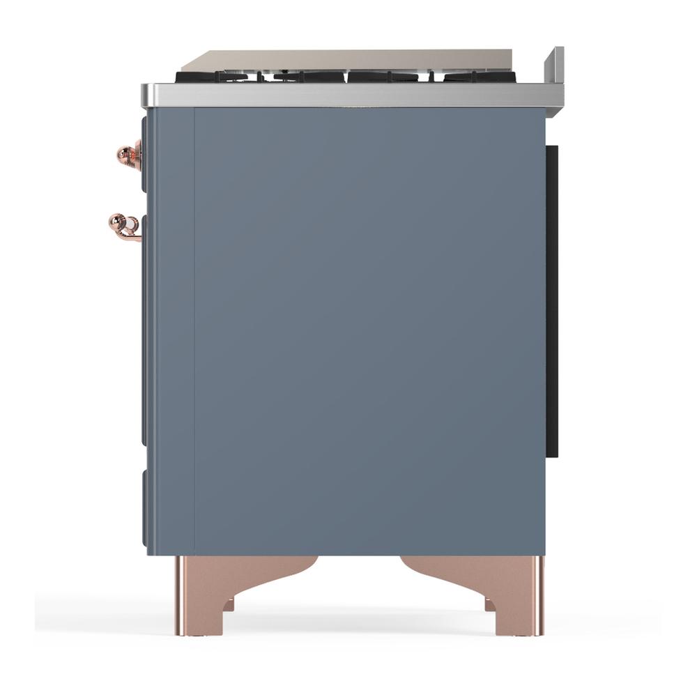 Ilve UM60FNR3BGPLP Ilve Um60Fnr3Bgplp Majestic Iii 60 Inch Dual Fuel Range With 9 Burners And Griddle, Dual Function Burner Up To 25,000 Btu (Liquid Propane, Triple Glass Door, Blue Grey, Copper)
