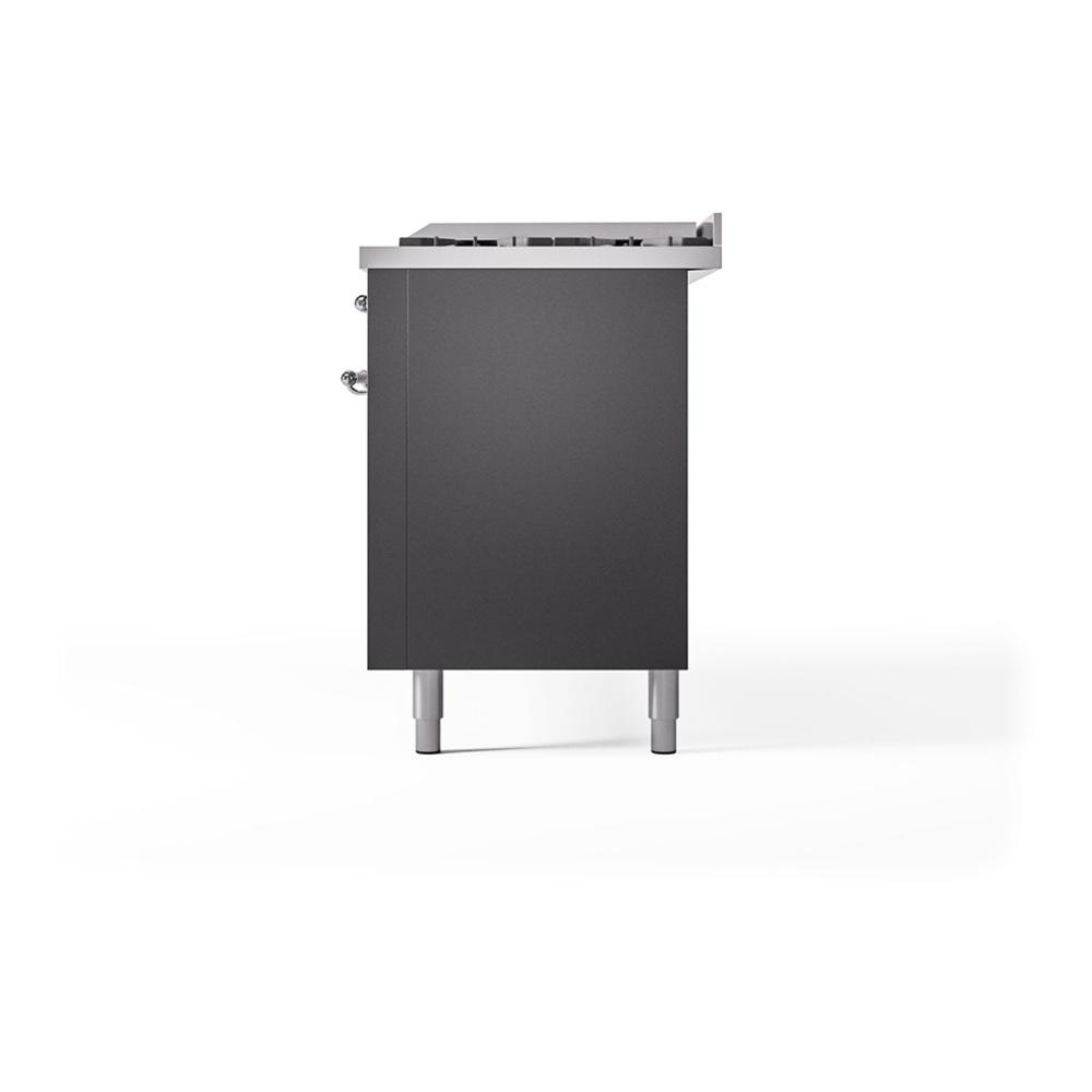Ilve UN60FQNMPMGCLP Ilve Un60Fqnmpmgclp Nostalgie Ii Noblesse 60" Dual Fuel Range (9 Sealed Burners + Griddle, Liquid Propane, Solid Door, Graphite Matte, Chrome)