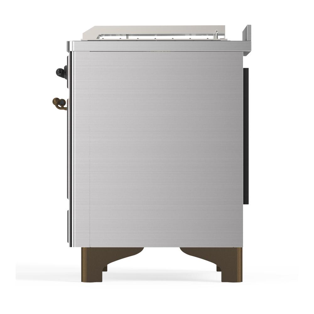 Ilve UM48FSQNR3SSB Ilve Um48Fsqnr3Ssb Majestic Iii 48 Inch Dual Fuel Range With 5 Black Brass Burners, Griddle And French Top, Dual Function Burner Up To 25,000 Btu (Natural Gas, Solid Door, Stainless Steel, Burnished)