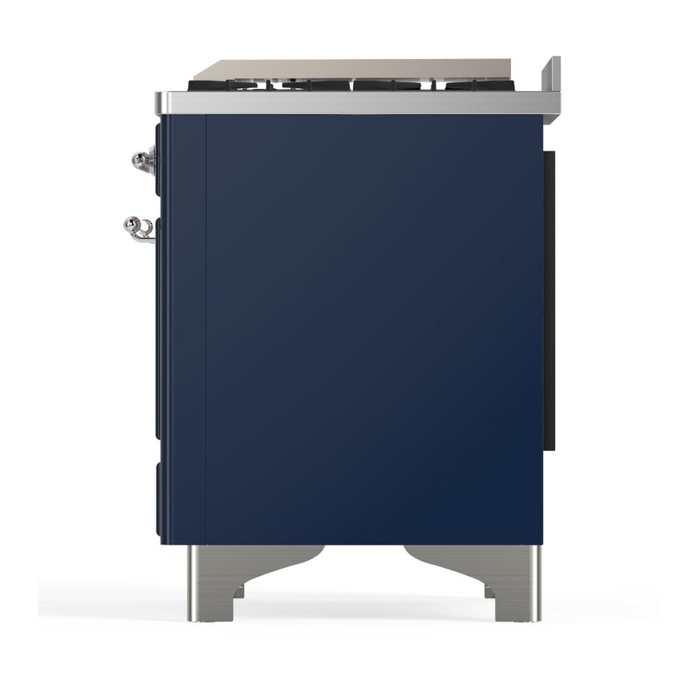 Ilve UM48FNR3MBC Ilve Um48Fnr3Mbc Majestic Iii 48 Inch Dual Fuel Range With 8 Burners And Griddle, Dual Function Burner Up To 25,000 Btu (Natural Gas, Triple Glass Door, Midnight Blue, Chrome)
