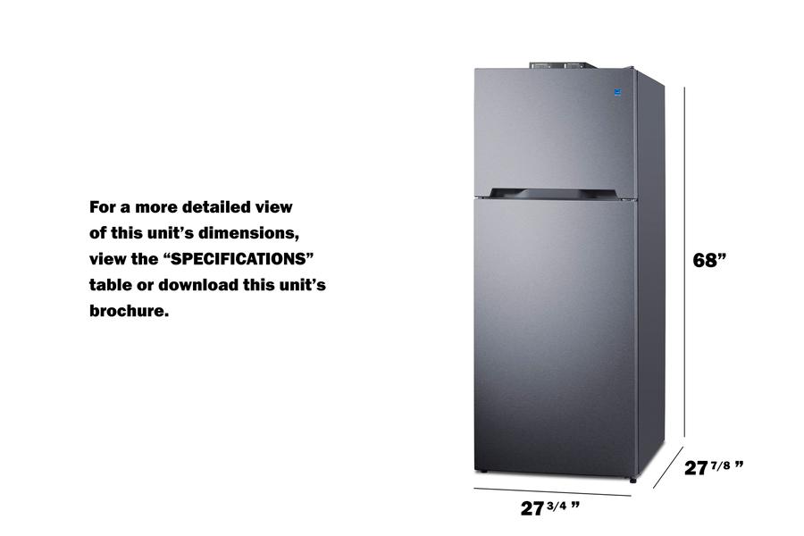 Summit BKRF15SS 28" Wide Top-Mount Refrigerator-Freezer With Nist-Calibrated Thermometers