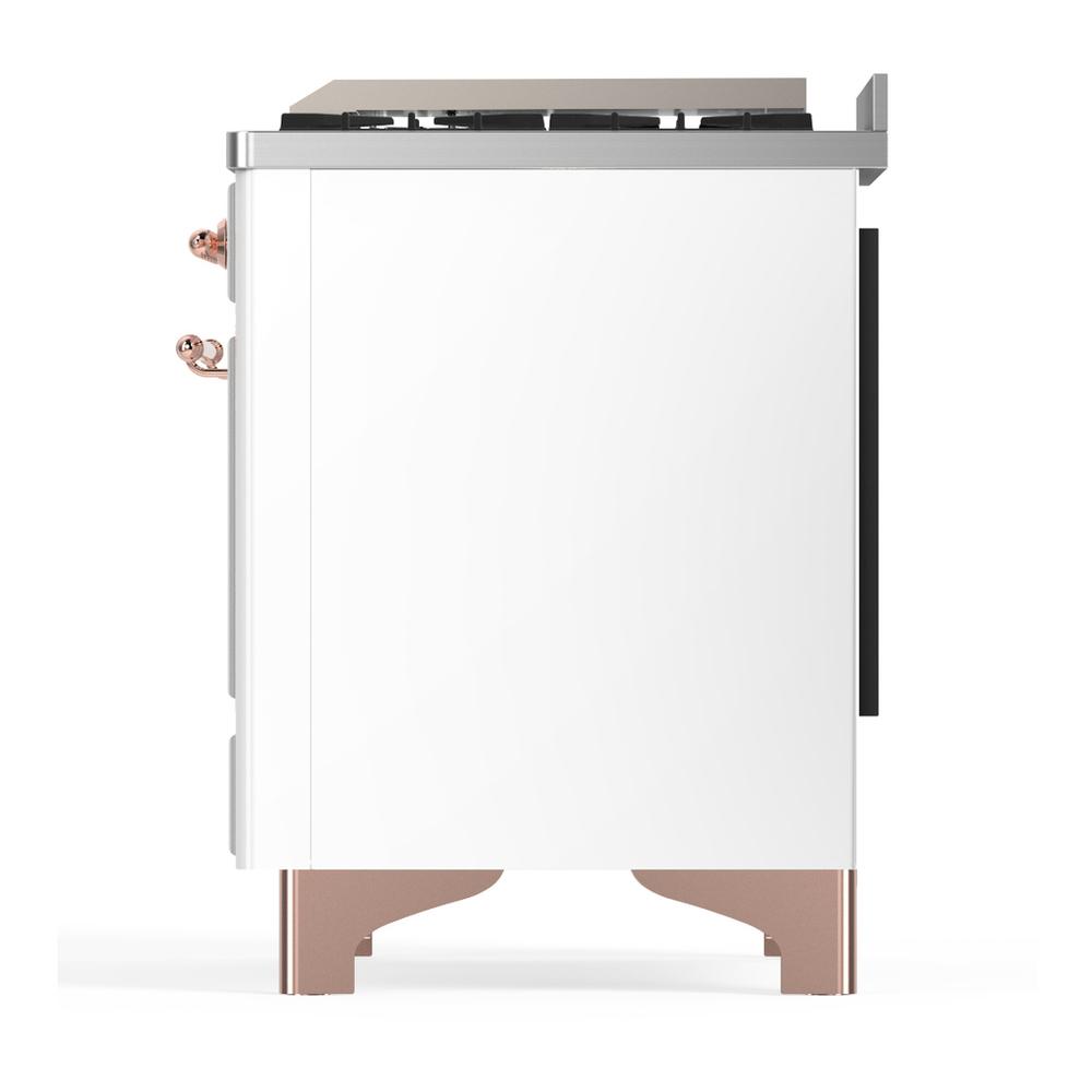 Ilve UM60FNR3WHP Ilve Um60Fnr3Whp Majestic Iii 60 Inch Dual Fuel Range With 9 Burners And Griddle, Dual Function Burner Up To 25,000 Btu (Natural Gas, Triple Glass Door, White, Copper)