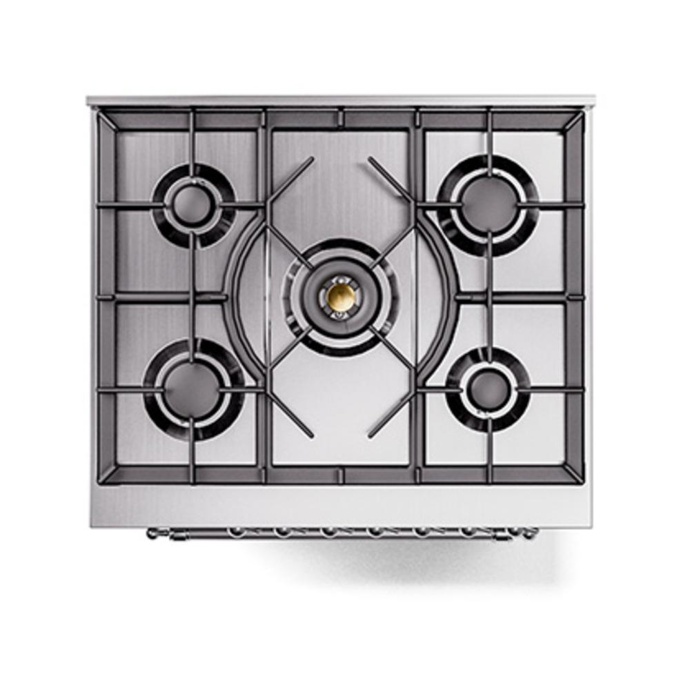 Ilve UN30QNMPMGC Ilve Un30Qnmpmgc Nostalgie Ii Noblesse 30" Dual Fuel Range (Natural Gas, Solid Door, Graphite Matte, Chrome)