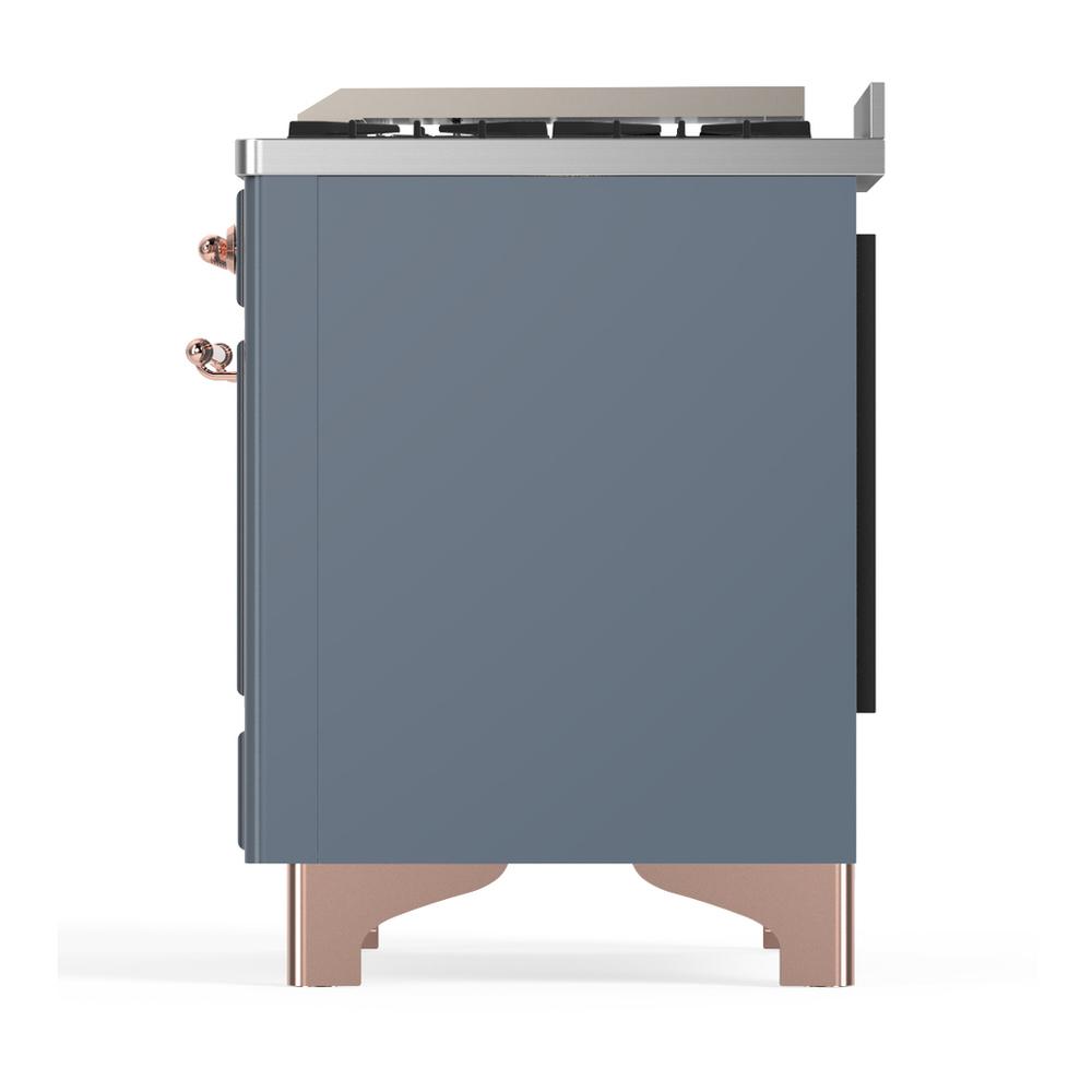 Ilve UM36FNR3BGPLP Ilve Um36Fnr3Bgplp Majestic Iii 36 Inch Dual Fuel Range With 6 Black Brass Burners And Griddle, Dual Function Burner Up To 25,000 Btu (Triple Glass Door, Blue Grey, Copper, Liquid Propane)