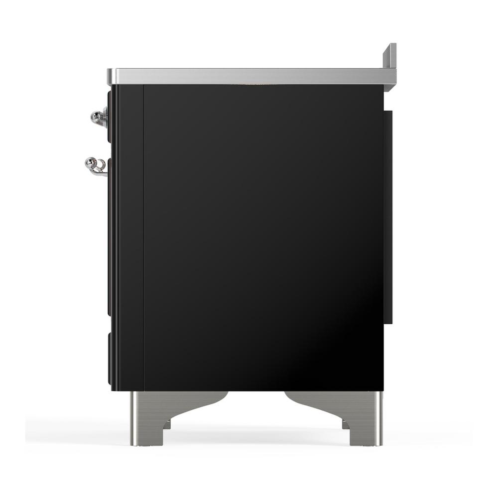 Ilve UMIB48QNR3BKC Ilve Umib48Qnr3Bkc Majestic Iii 48 Inch Induction Range With 6 Elements, 5.02 Cu. Ft. Total Oven Capacity (Solid Door, Glossy Black, Chrome)