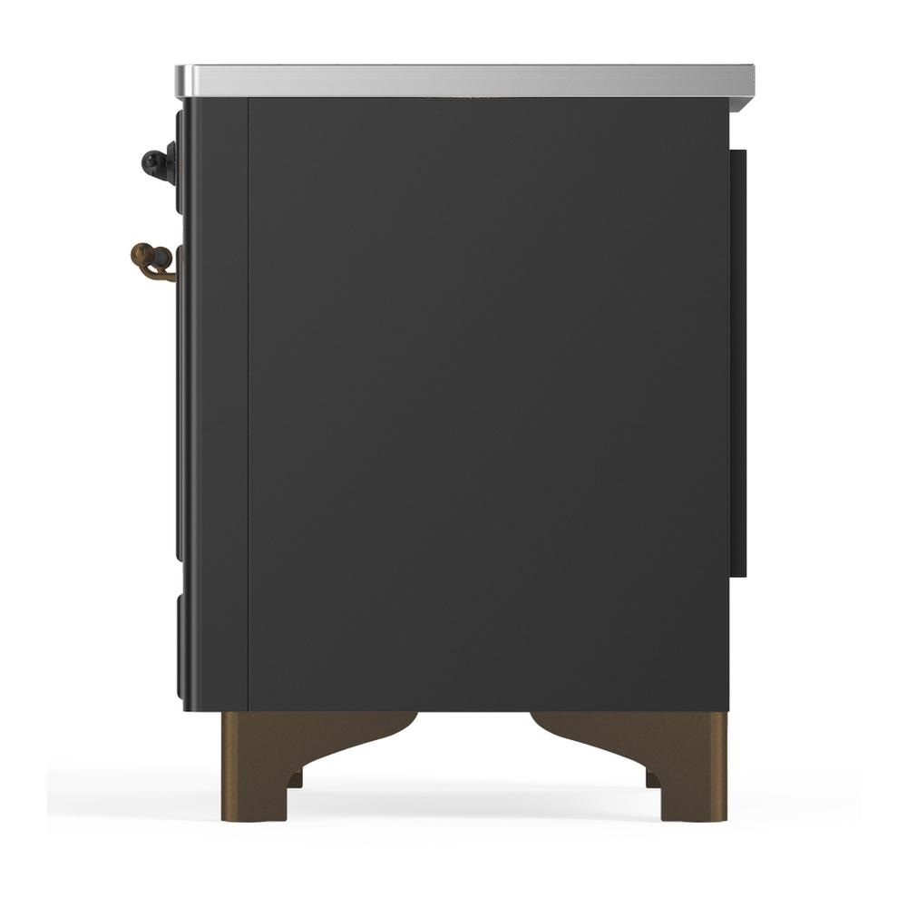 Ilve UMIB36QNR3MGB Ilve Umib36Qnr3Mgb Majestic Iii 36 Inch Induction Range With 6 Elements, 3.5 Cu. Ft. Total Oven Capacity (Solid Door, Graphite Matte, Burnished)
