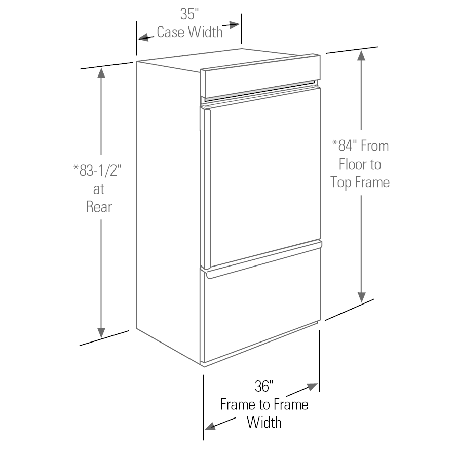 Monogram ZIC360NVLH Monogram 36" Panel-Ready Built-In Bottom-Freezer Refrigerator - Left Hinge