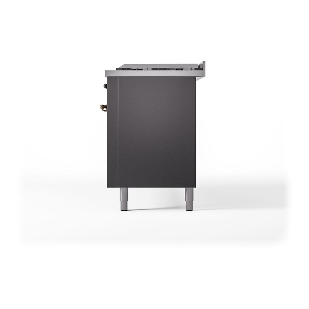 Ilve UN60FQNMPMGBLP Ilve Un60Fqnmpmgblp Nostalgie Ii Noblesse 60" Dual Fuel Range (9 Sealed Burners + Griddle, Liquid Propane, Solid Door, Graphite Matte, Burnished)