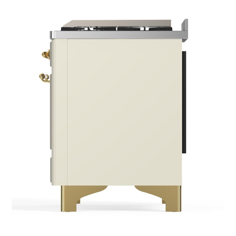 Ilve UM60FSNR3AWG Ilve Um60Fsnr3Awg Majestic Iii 60 Inch Dual Fuel Range With 7 Burners, Griddle And French Top, Dual Function Burner With Up To 25,000 Btu (Natural Gas, Triple Glass Door, Antique White, Brass)