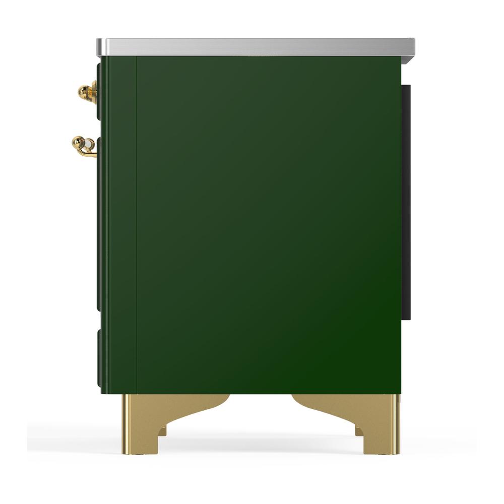 Ilve UMDIB40QNR3EGG Ilve Umdib40Qnr3Egg Majestic Iii 40 Inch Induction Range With 6 Elements, 3.82 Cu. Ft. Total Oven Capacity (Solid Door, Emerald Green, Brass)