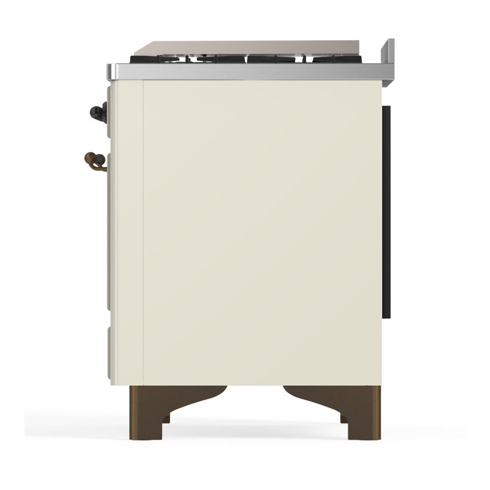 Ilve UM60FSQNR3AWBLP Ilve Um60Fsqnr3Awblp Majestic Iii 60 Inch Dual Fuel Range With 7 Burners, Griddle And French Top, Dual Function Burner With Up To 25,000 Btu (Liquid Propane, Solid Door, Antique White, Burnished)
