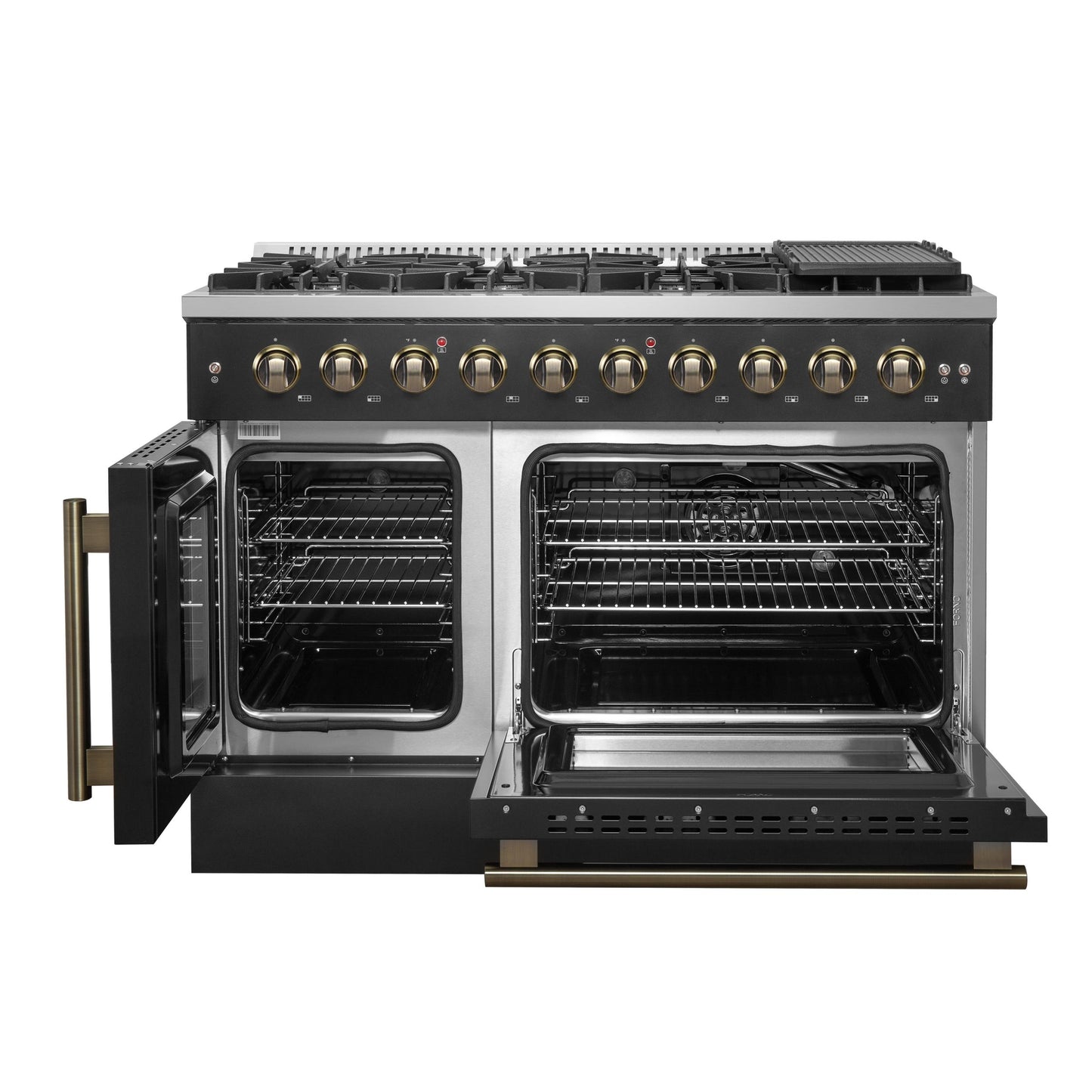 Forno FFSGS644448BLK Forno Galiano 48" Freestanding French Door Gas Range In Black