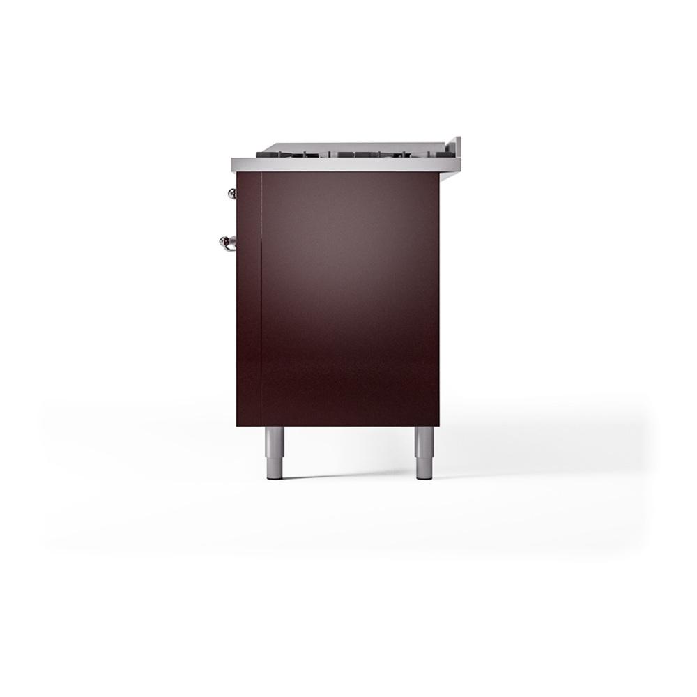 Ilve UN60FQNMPBUC Ilve Un60Fqnmpbuc Nostalgie Ii Noblesse 60" Dual Fuel Range (9 Sealed Burners + Griddle, Natural Gas, Solid Door, Burgundy, Chrome)