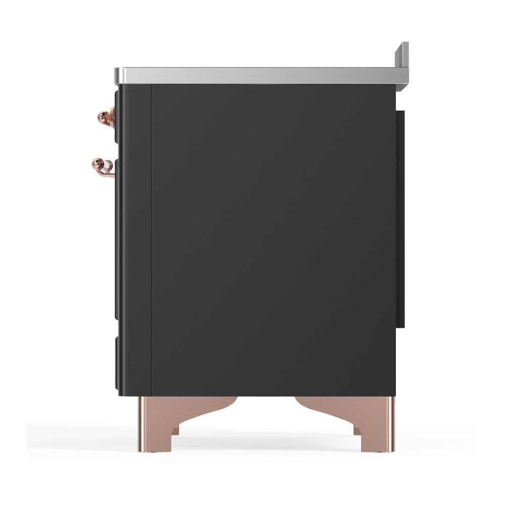 Ilve UMIB48QNR3MGP Ilve Umib48Qnr3Mgp Majestic Iii 48 Inch Induction Range With 6 Elements, 5.02 Cu. Ft. Total Oven Capacity (Solid Door, Graphite Matte, Copper)