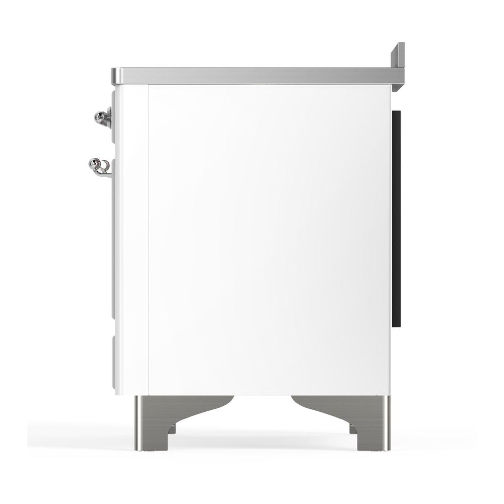 Ilve UMIB48QNR3WHC Ilve Umib48Qnr3Whc Majestic Iii 48 Inch Induction Range With 6 Elements, 5.02 Cu. Ft. Total Oven Capacity (Solid Door, White, Chrome)