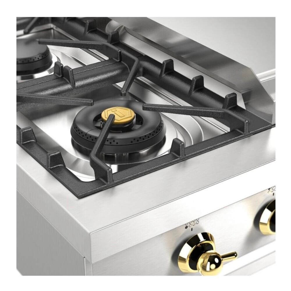 Ilve UHCP48FNSSGLP Ilve Uhcp48Fnssglp Nostalgie Ii 48 Inch Built-In Gas Rangetop With Griddle, In Stainless Steel (Liquid Propane, Brass)