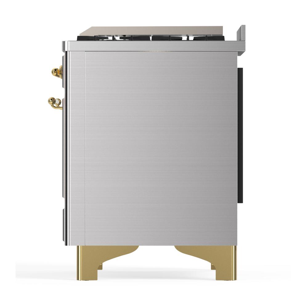 Ilve UMD40FQNR3SSGLP Ilve Umd40Fqnr3Ssglp Majestic Iii 40 Inch Dual Fuel Range With 6 Burners And Griddle, Dual Function Burner Up To 25,000 Btu (Liquid Propane, Solid Door, Stainless Steel, Brass)