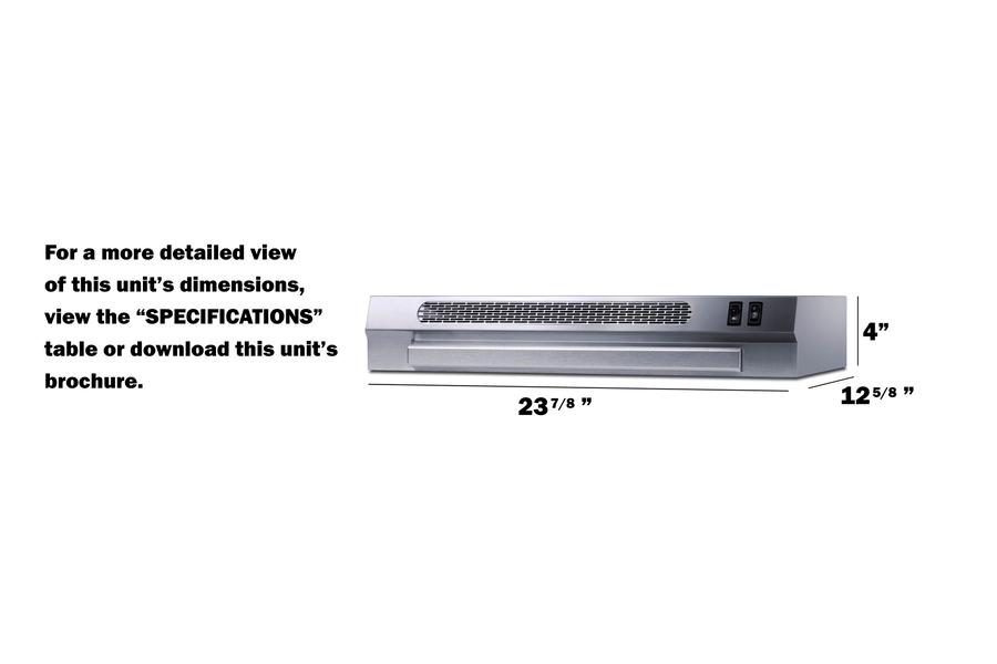 Summit HRTX24SSPTC 24" Under Cabinet Ductless Retractable Range Hood