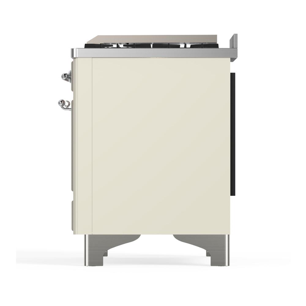 Ilve UMD40FQNR3AWCLP Ilve Umd40Fqnr3Awclp Majestic Iii 40 Inch Dual Fuel Range With 6 Burners And Griddle, Dual Function Burner Up To 25,000 Btu (Liquid Propane, Solid Door, Antique White, Chrome)