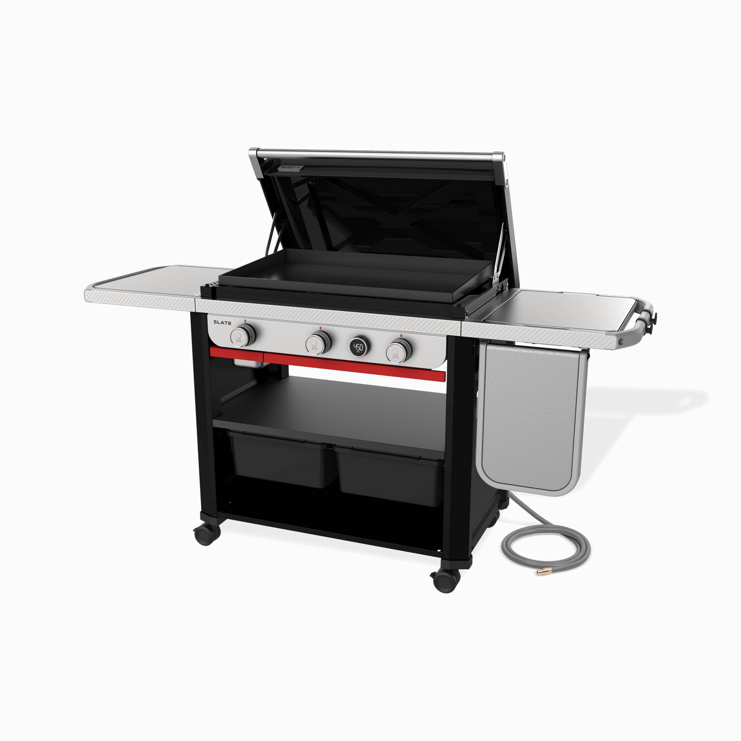 Weber 1500420 Slate™ 30" Rust-Resistant Griddle With Extendable Side Table (Natural Gas) - Black