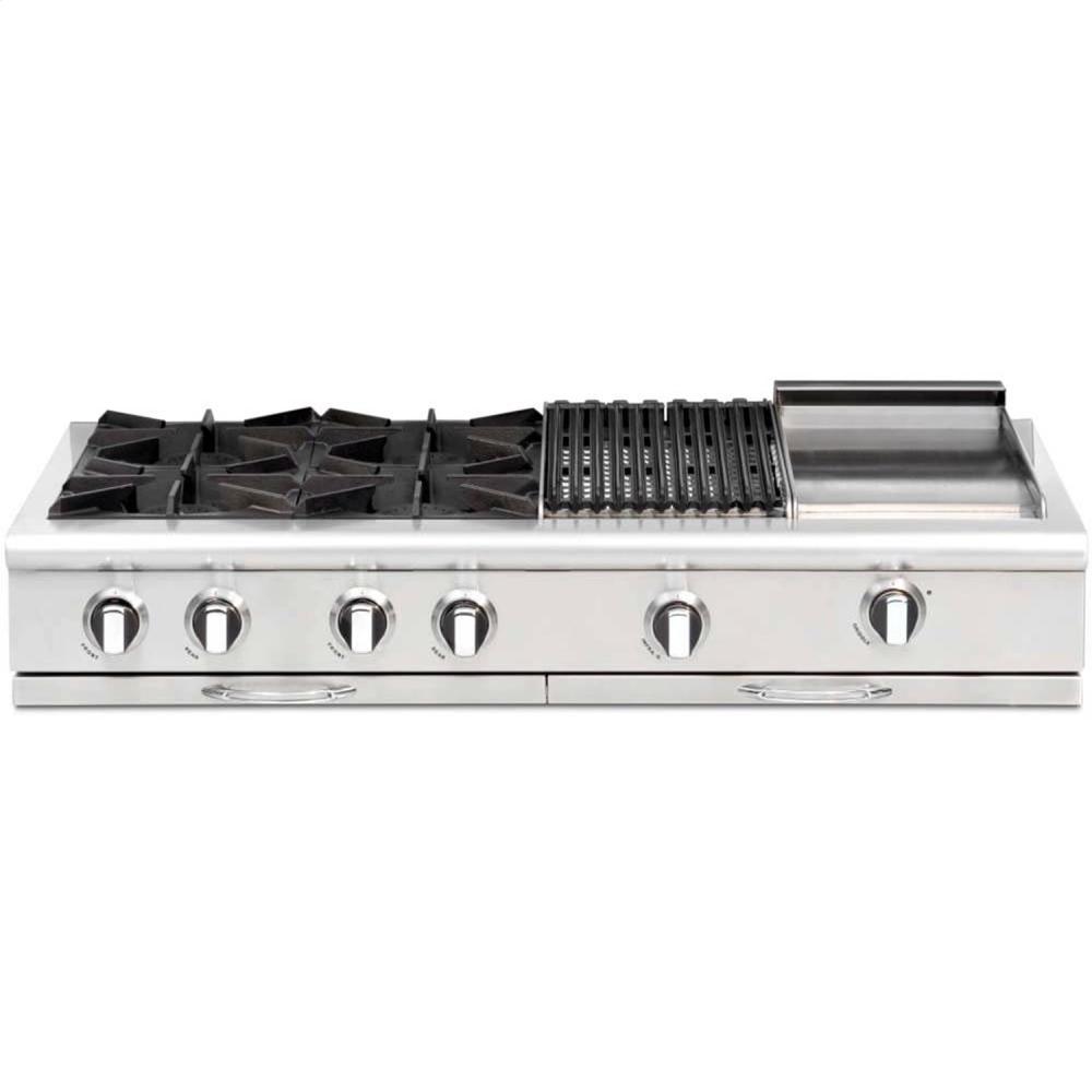 Capital CGRT484B2L 48" Gas Range Top With 6 Open Burners & 12" Briol Burner - Lp