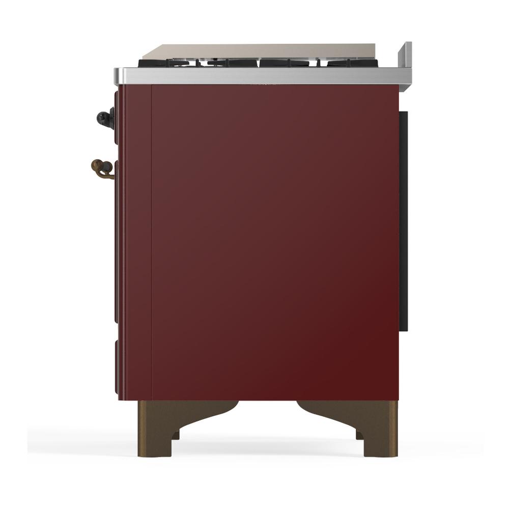 Ilve UM60FSQNR3BUBLP Ilve Um60Fsqnr3Bublp Majestic Iii 60 Inch Dual Fuel Range With 7 Burners, Griddle And French Top, Dual Function Burner With Up To 25,000 Btu (Liquid Propane, Solid Door, Burgundy, Burnished)
