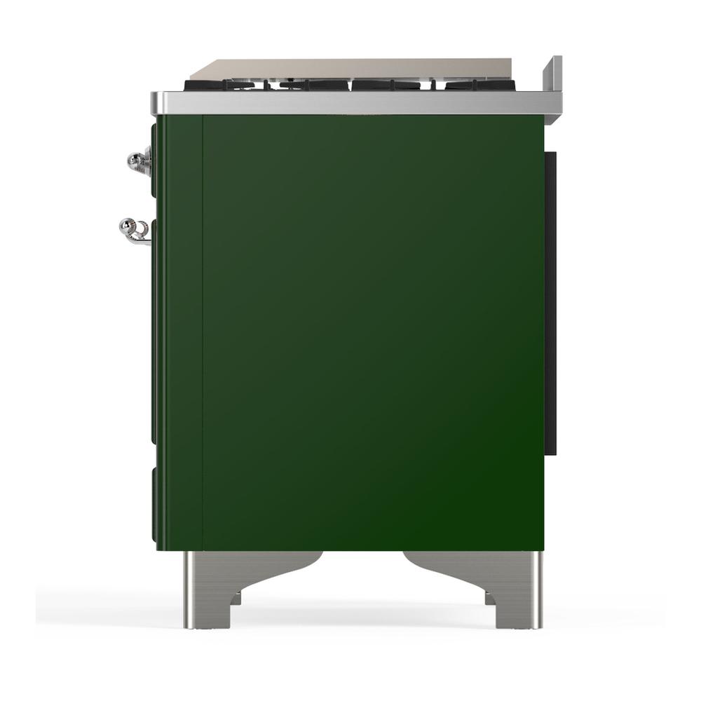 Ilve UM48FNR3EGCLP Ilve Um48Fnr3Egclp Majestic Iii 48 Inch Dual Fuel Range With 8 Burners And Griddle, Dual Function Burner Up To 25,000 Btu (Liquid Propane, Triple Glass Door, Emerald Green, Chrome)