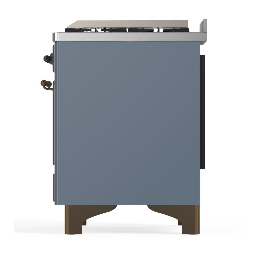 Ilve UMD40FQNR3BGB Ilve Umd40Fqnr3Bgb Majestic Iii 40 Inch Dual Fuel Range With 6 Burners And Griddle, Dual Function Burner Up To 25,000 Btu (Natural Gas, Solid Door, Blue Grey, Burnished)