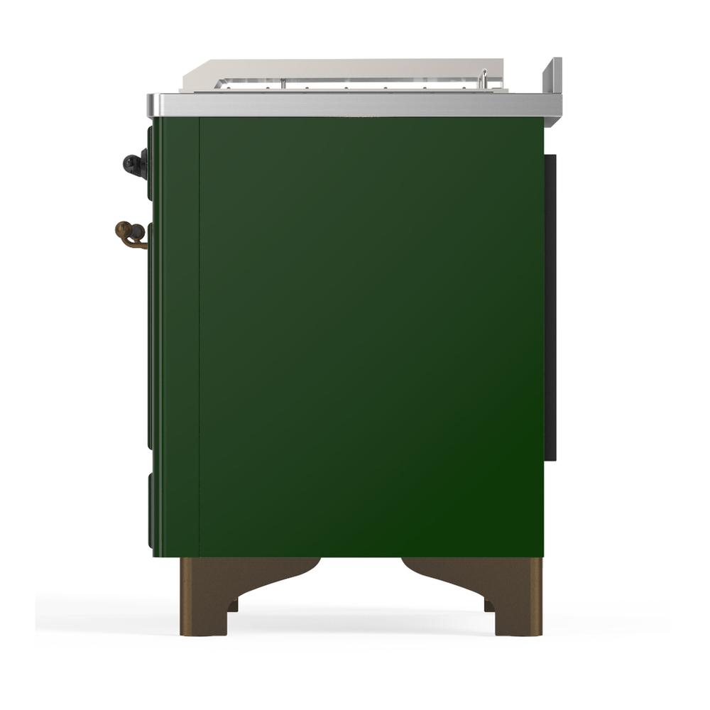 Ilve UM48FSQNR3EGB Ilve Um48Fsqnr3Egb Majestic Iii 48 Inch Dual Fuel Range With 5 Black Brass Burners, Griddle And French Top, Dual Function Burner Up To 25,000 Btu (Natural Gas, Solid Door, Emerald Green, Burnished)