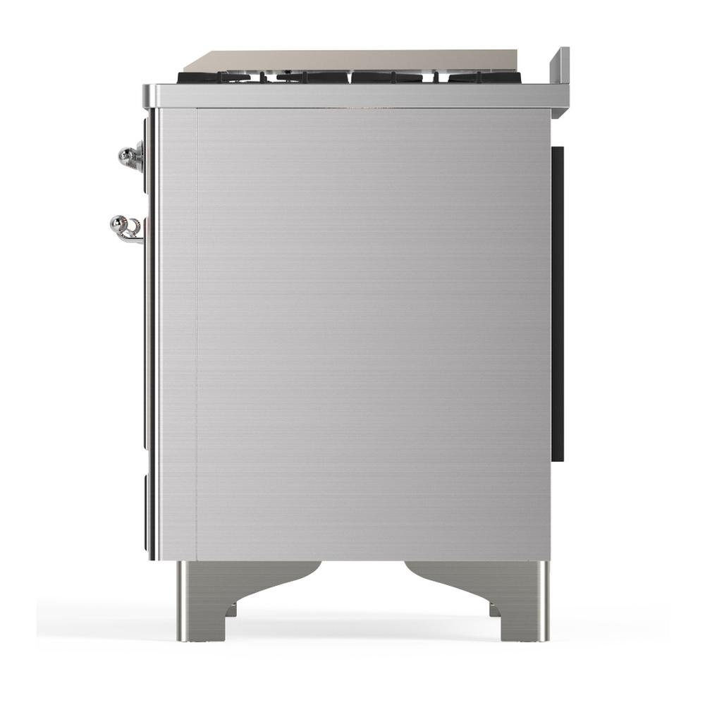 Ilve UM60FNR3SSC Ilve Um60Fnr3Ssc Majestic Iii 60 Inch Dual Fuel Range With 9 Burners And Griddle, Dual Function Burner Up To 25,000 Btu (Natural Gas, Triple Glass Door, Stainless Steel, Chrome)