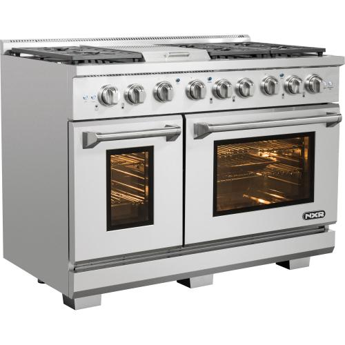 Nxr Ranges AKD4807 48-In. Culinary Series Professional Style Gas And Electric Dual Fuel Range, Stainless Steel