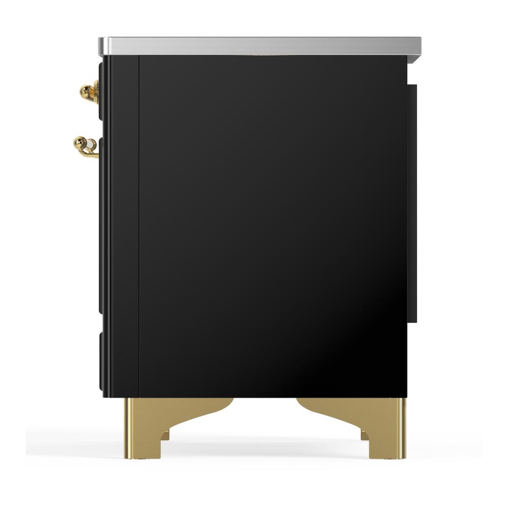 Ilve UMIB36NR3BKG Ilve Umib36Nr3Bkg Majestic Iii 36 Inch Induction Range With 6 Elements, 3.5 Cu. Ft. Total Oven Capacity (Triple Glass Door, Glossy Black, Brass)