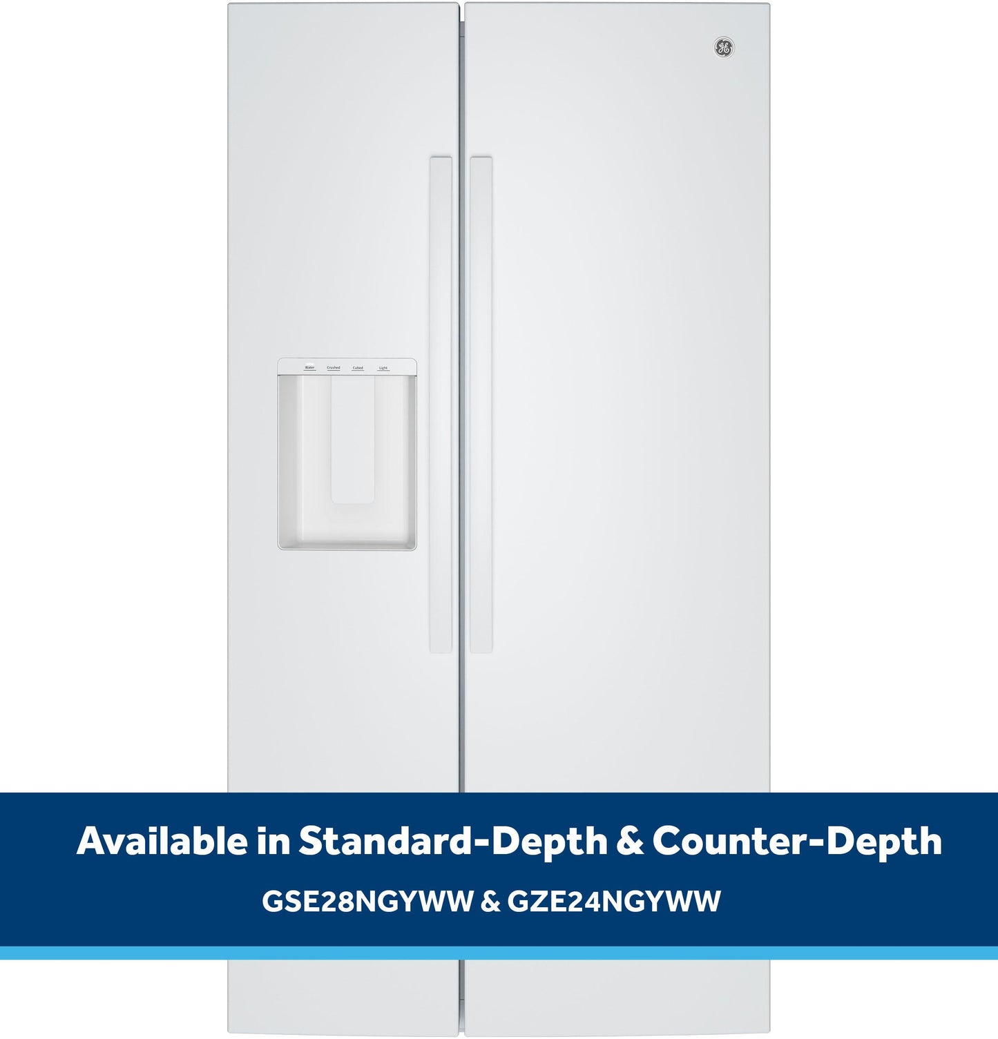 Ge Appliances GZE24NGYWW Ge® Energy Star® 23.6 Cu. Ft. Counter-Depth Side-By-Side Refrigerator With Extra Tall Dispenser And In-Door Icemaker